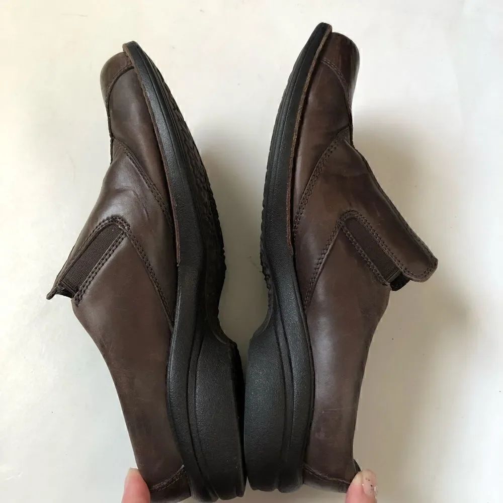Merrell brown leather slip on clogs - Picture 4 of 8